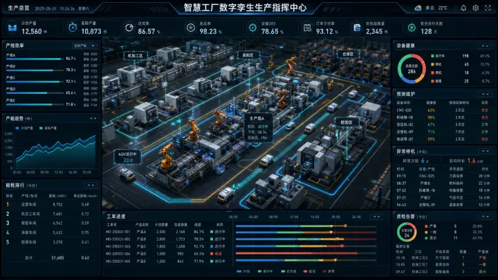 智慧工厂 3D 数字孪生驾驶舱案例预览