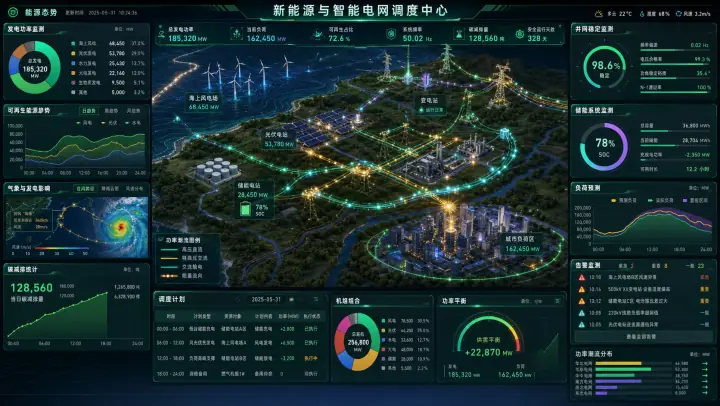 新能源智能电网 3D 调度驾驶舱案例预览