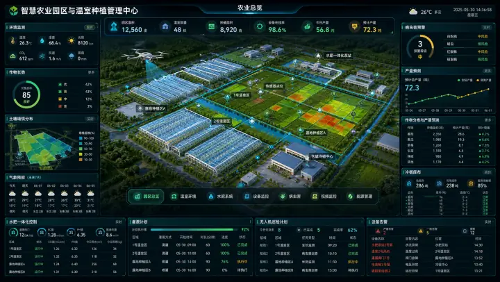 智慧农业园区 3D 管理驾驶舱案例预览