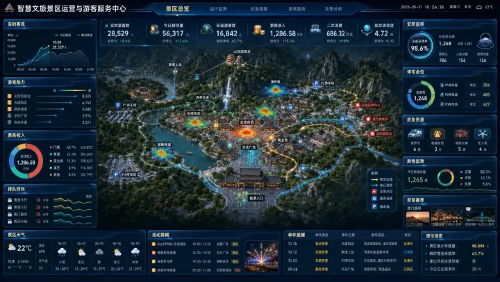 智慧文旅景区 3D 运营驾驶舱案例预览