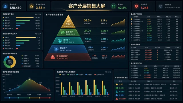客户分层销售大屏模板预览