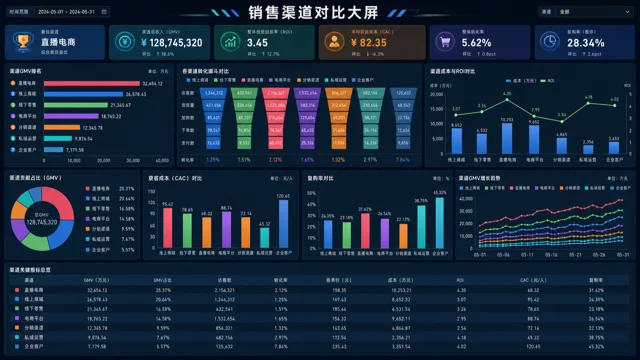 销售渠道对比大屏模板预览