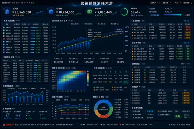 营销预算消耗大屏模板预览