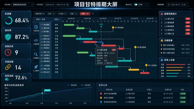 项目甘特排期大屏模板预览
