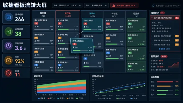 敏捷看板流转大屏模板预览
