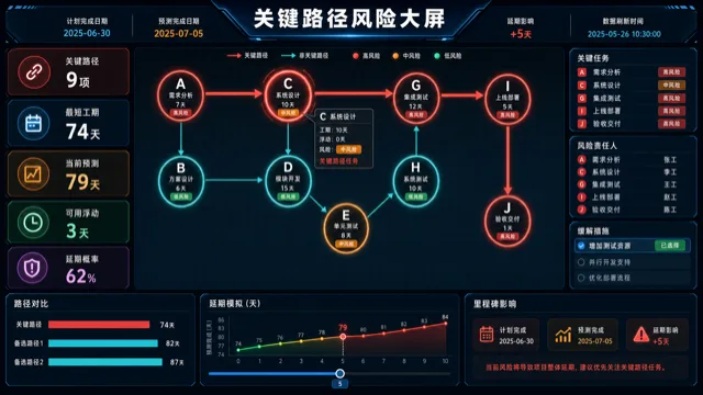 关键路径风险大屏模板预览