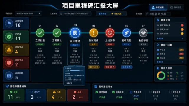 项目里程碑汇报大屏模板预览