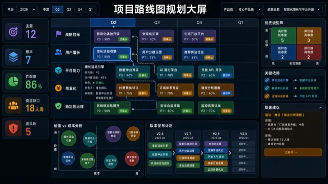 项目路线图规划大屏模板预览